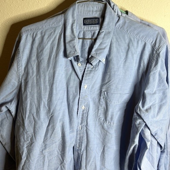 Lands End - Cotton Blue Shirt - Men's Lot of 4 - 3: 18 1/2 -36 & 1: 18 1/2 - 37 - Picture 3 of 16